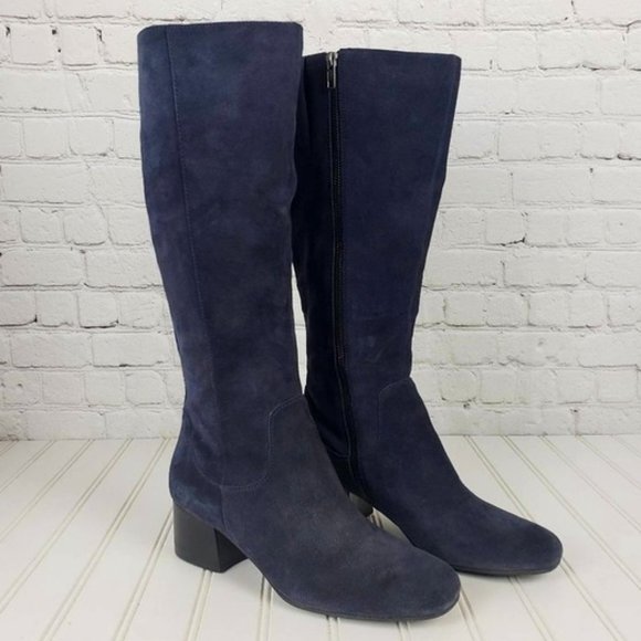 BORN Avala Knee High Blue Suede Boots - Size 10 - Picture 1 of 12